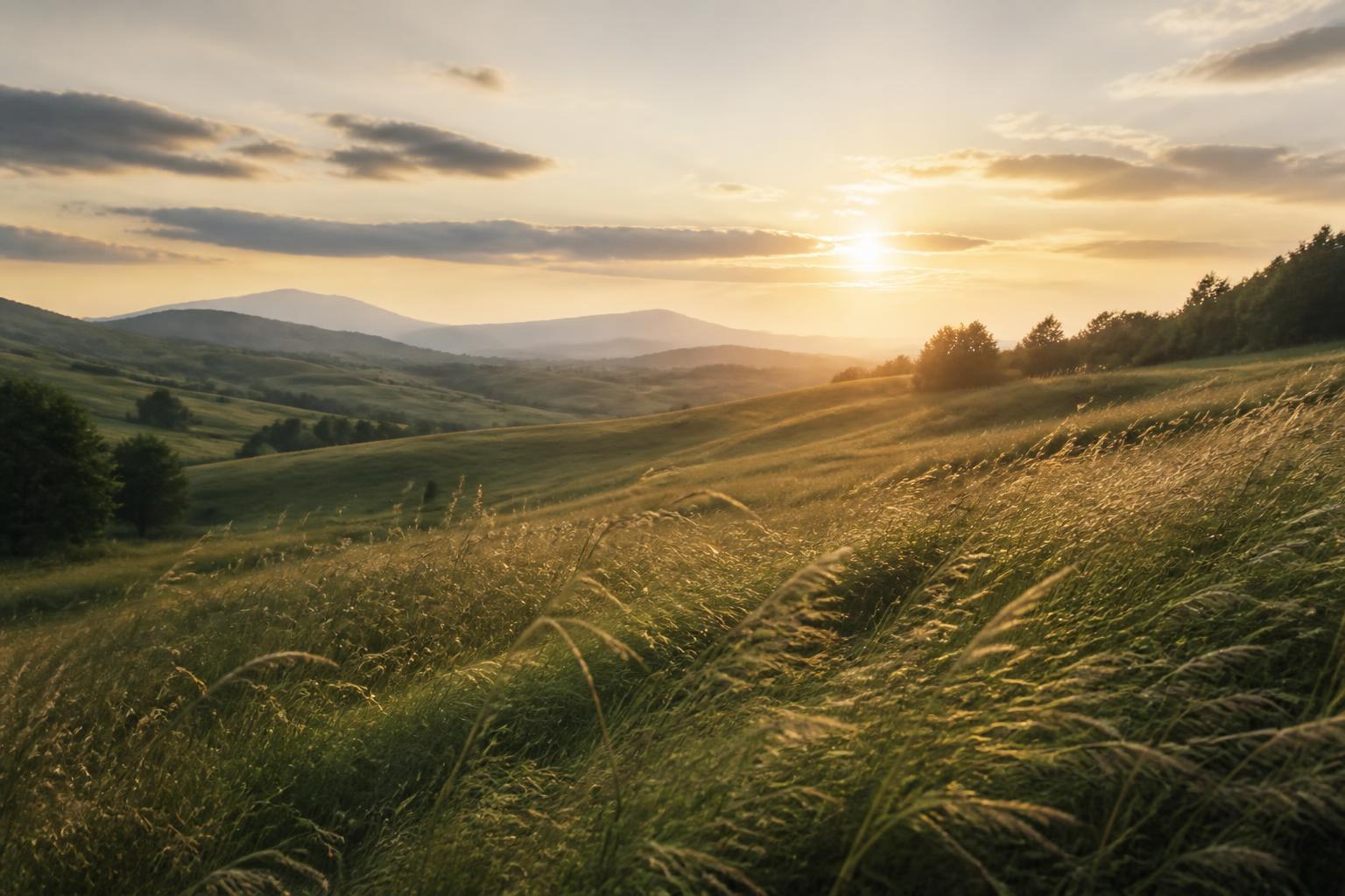 A quiet meadow at golden hour